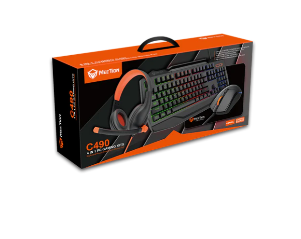 4 en 1 Meetion C490 Clavier, souris, casque et tapis de souris – QUERTY